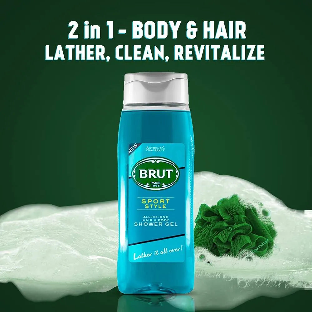 Brut Sport Style All In One Hair & Body Shower Gel 500ml