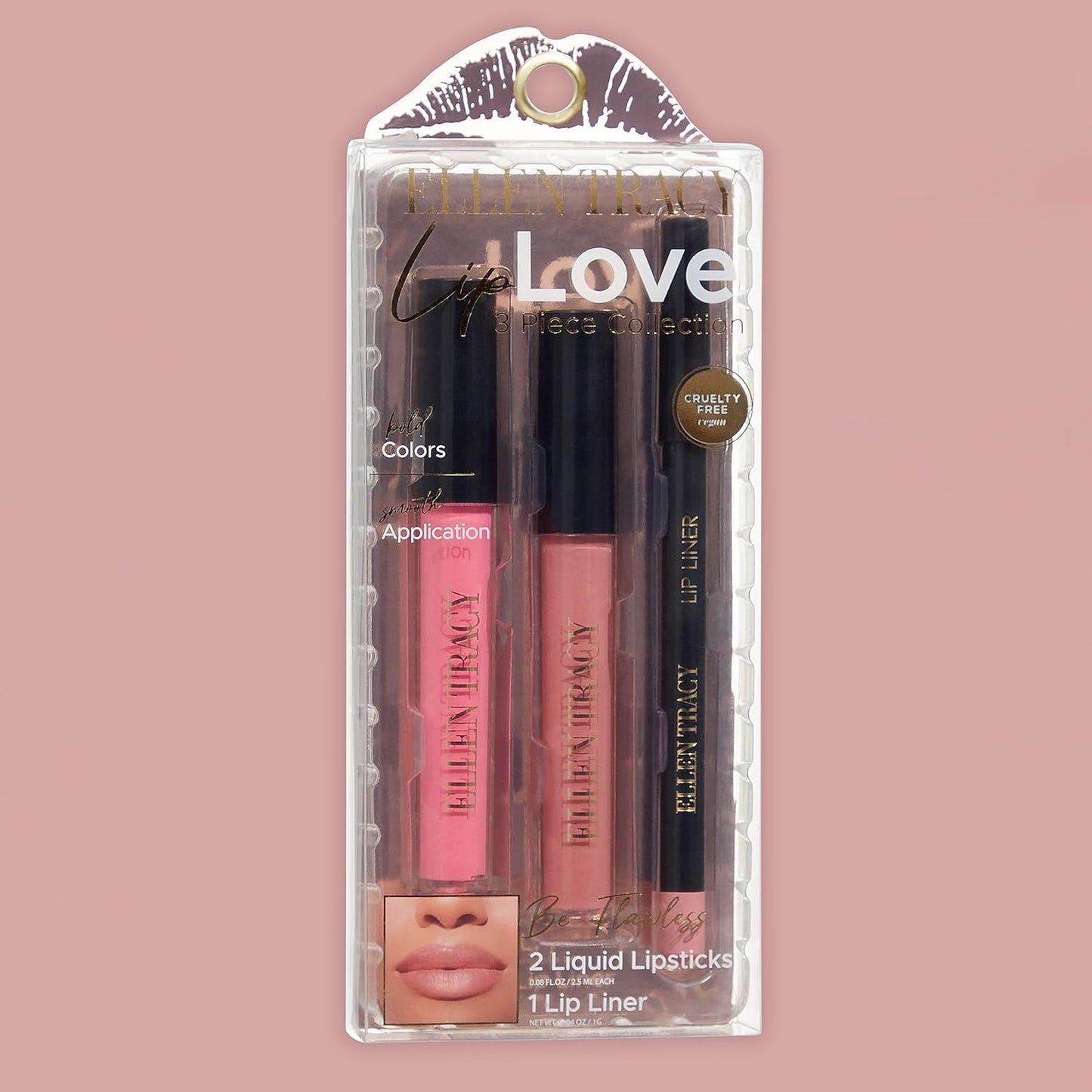 ELLEN TRACY Liquid Lipstick & Liner Collection 3 Piece Set