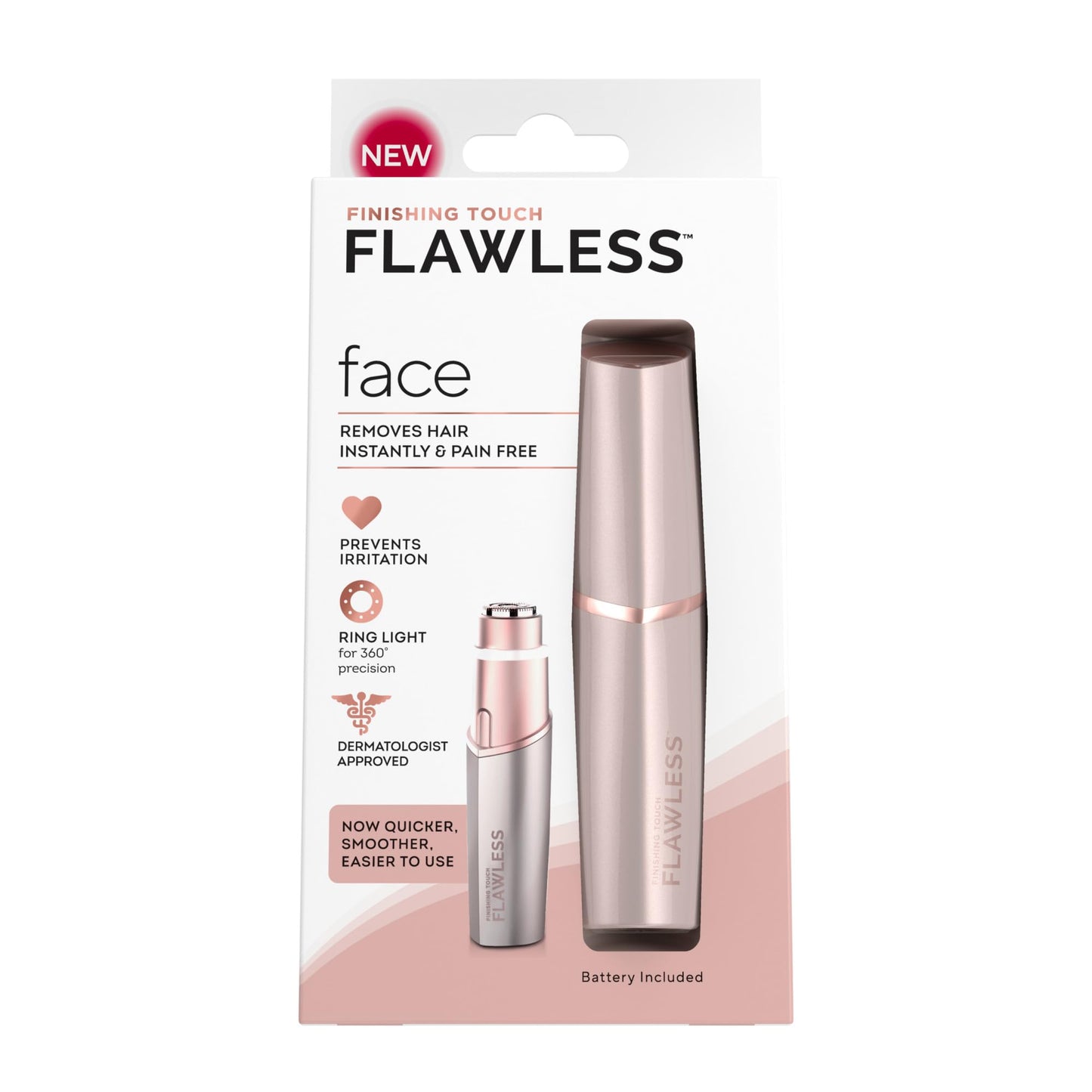 Finishing Touch Flawless Facial Hair Remover for Women, Electric Razor with LED Light