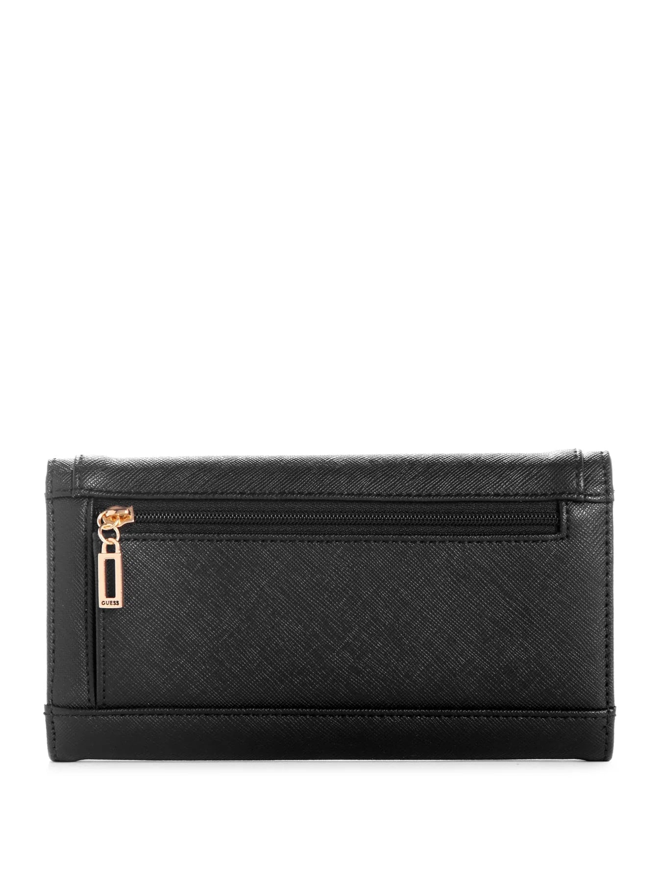 GUESS Hartland Signature Print Slim Clutch Wallet- Black