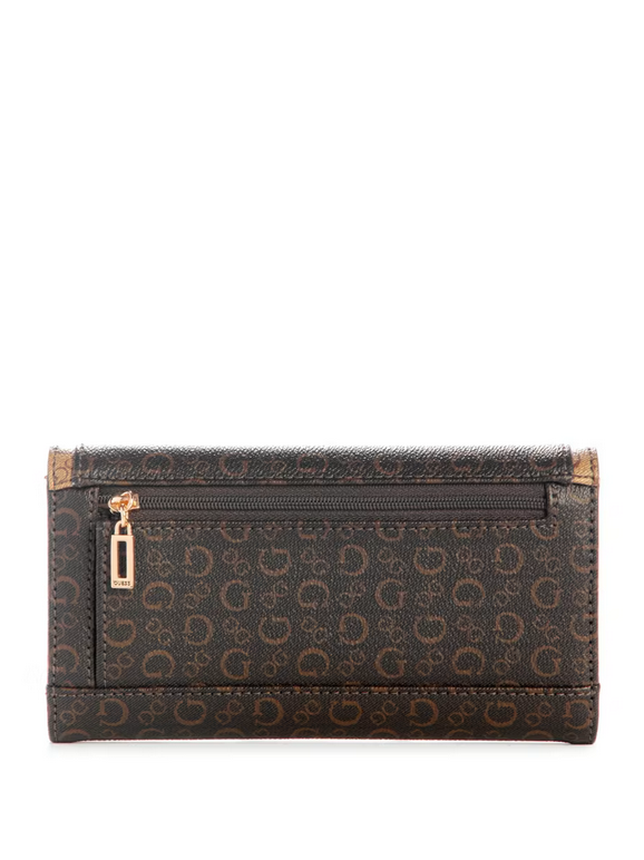 GUESS Hartland Signature Print Slim Clutch Wallet- Neutral Multi