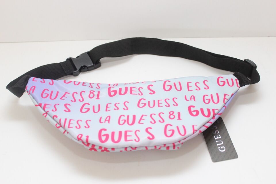 GUESS Logo Tape Fanny Pack- Pink Multi