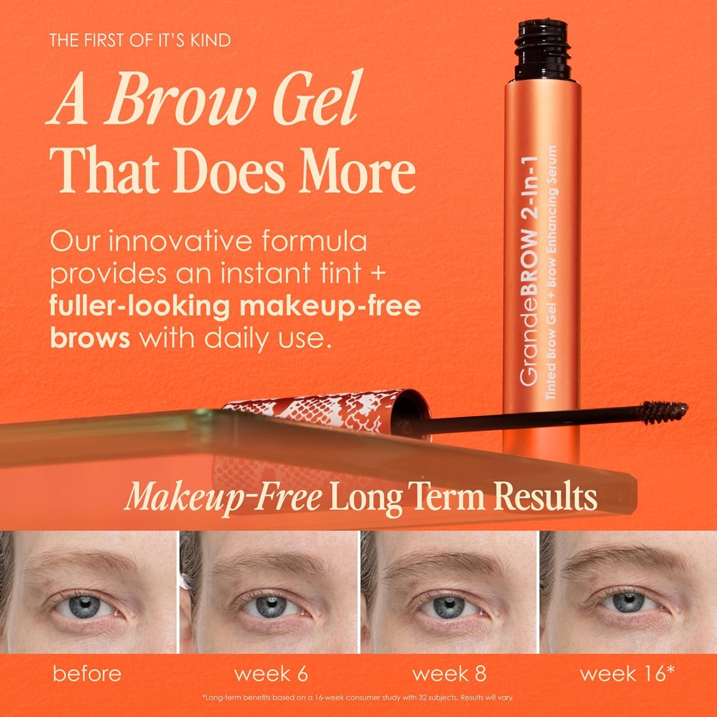 Grande Cosmetics GrandeBROW 2-In-1 Tinted Brow Gel+Brow Enhancing Serum- Medium