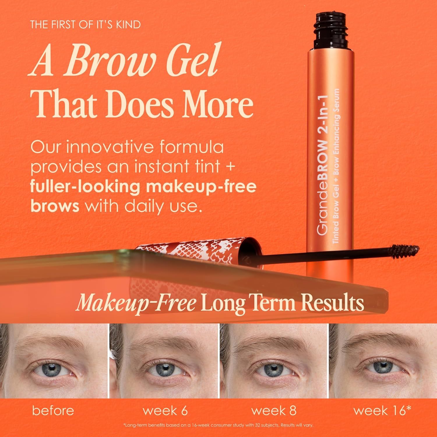 Grande Cosmetics GrandeBROW 2-In-1 Tinted Brow Gel+Brow Enhancing Serum- Medium