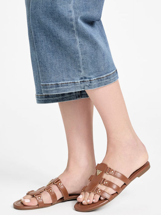 Guess Leania Gladiator Slide Sandals- Brown US 7