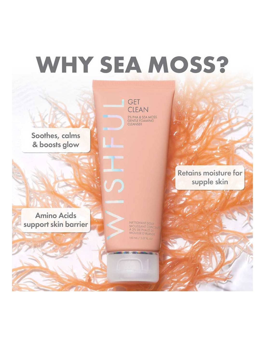 Huda Beauty Get Clean 2% PHA & Sea Moss Gentle Foaming Cleanser 50ml