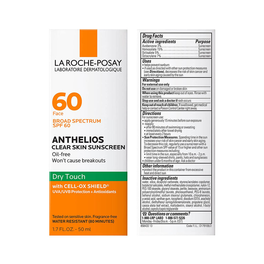 LA Roche-Posay Anthelios Clear Skin Oil Free Sunscreen SPF60, 50ml