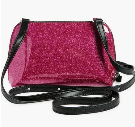 MARC JACOBS Metal Letter Logo Glitter Mini Crossbody Bag- Lipstick Pink