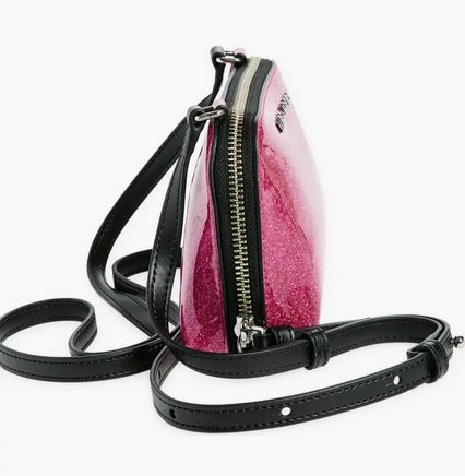 MARC JACOBS Metal Letter Logo Glitter Mini Crossbody Bag- Lipstick Pink