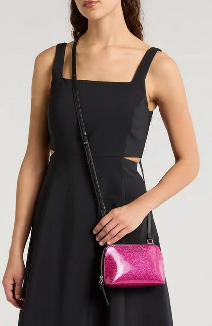 MARC JACOBS Metal Letter Logo Glitter Mini Crossbody Bag- Lipstick Pink
