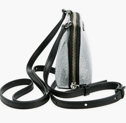 MARC JACOBS Metal Letter Logo Glitter Mini Crossbody Bag- Silver