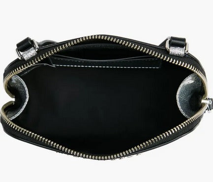 MARC JACOBS Metal Letter Logo Glitter Mini Crossbody Bag- Silver