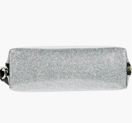 MARC JACOBS Metal Letter Logo Glitter Mini Crossbody Bag- Silver
