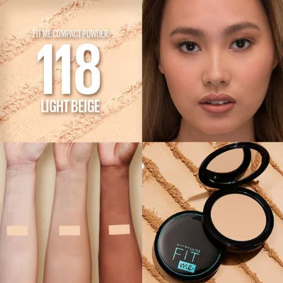 Maybelline Fit Me Matte + Poreless 16H Oil Control Powder-118 Light Beige