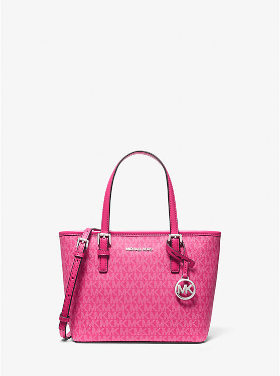 Michael Kors Jet Set Travel ES Logo Top-Zip Tote Bag- Dragonfruit