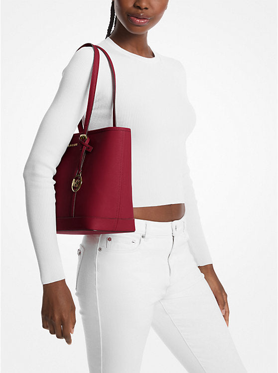 Michael Kors Jet Set Trvl Small Saffiano Leather Tote Bag-CHERRY