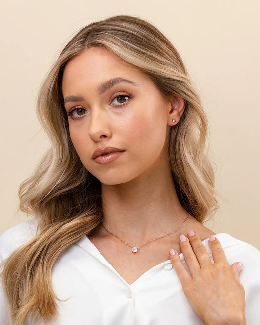 PAVOI 14K Gold Plated Solitaire Necklace - Rose Gold