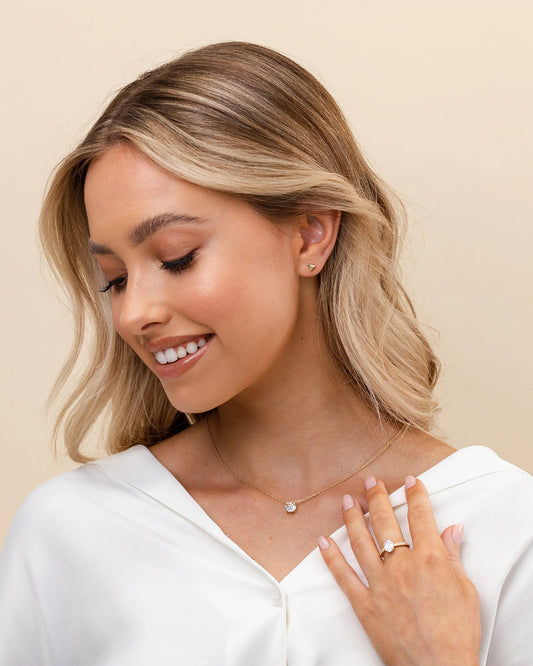 PAVOI 14K Gold Plated Solitaire Necklace - Yellow Gold