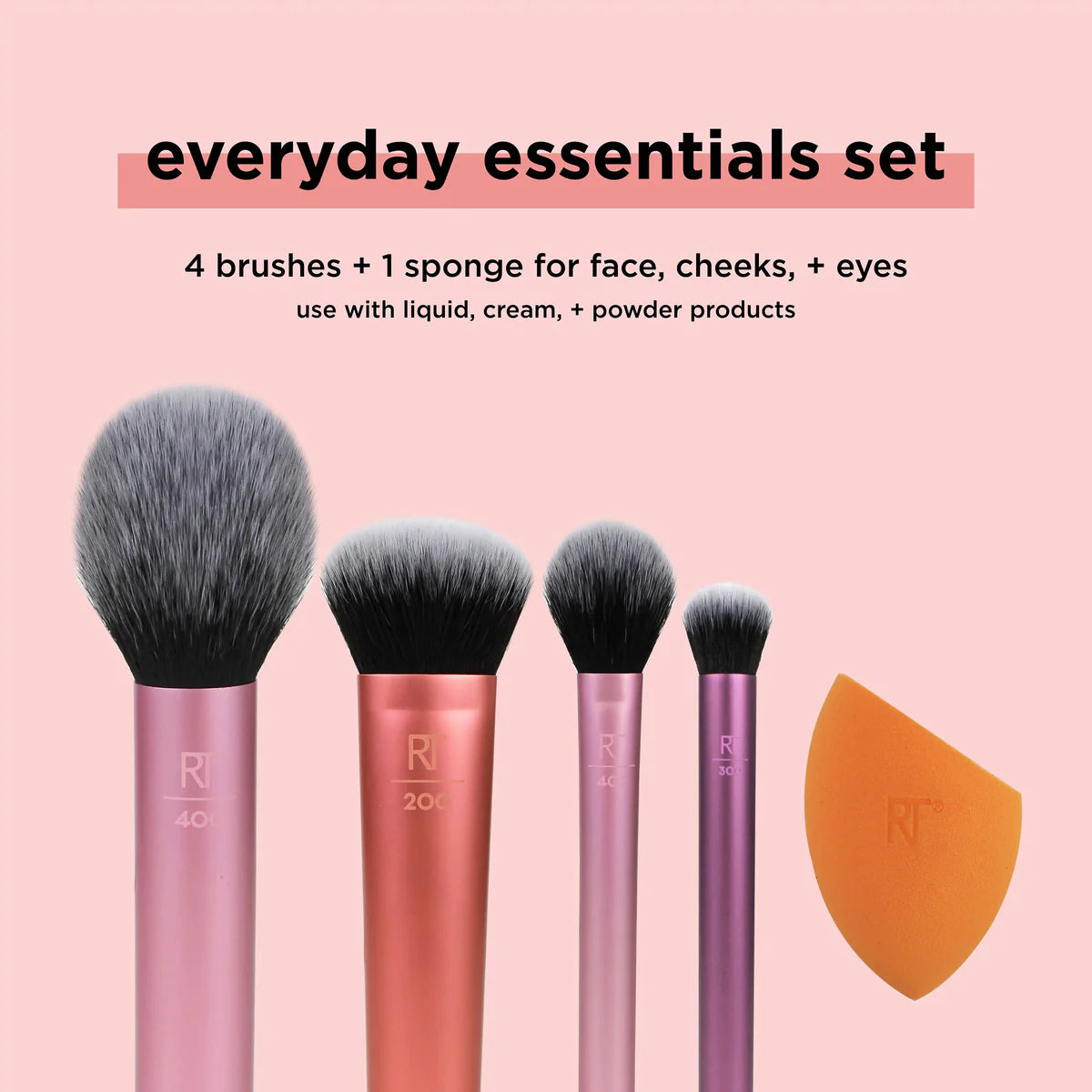 Real Techniques Everyday Essentials Brush Set with Bonus Miracle Complexion Sponge