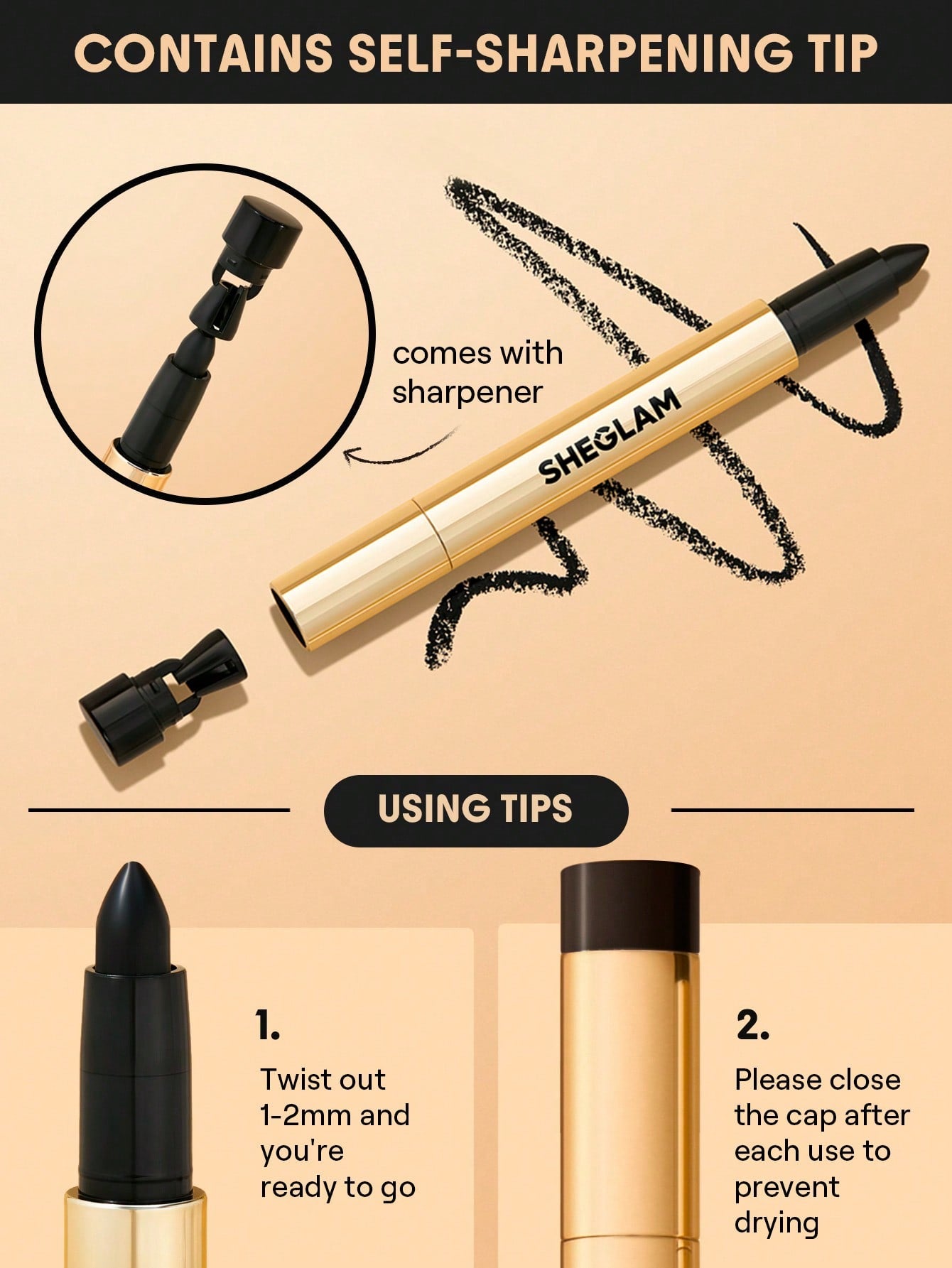 SHEGLAM Bold Moves Kohl Cream Eyeliner Pencil- Black
