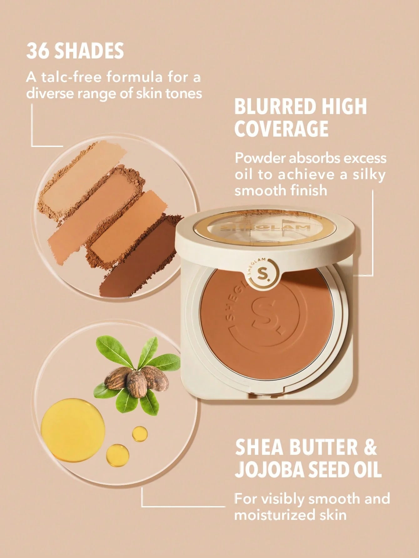 SHEGLAM Skin-Focus High Coverage Powder Foundation-Sand 11g