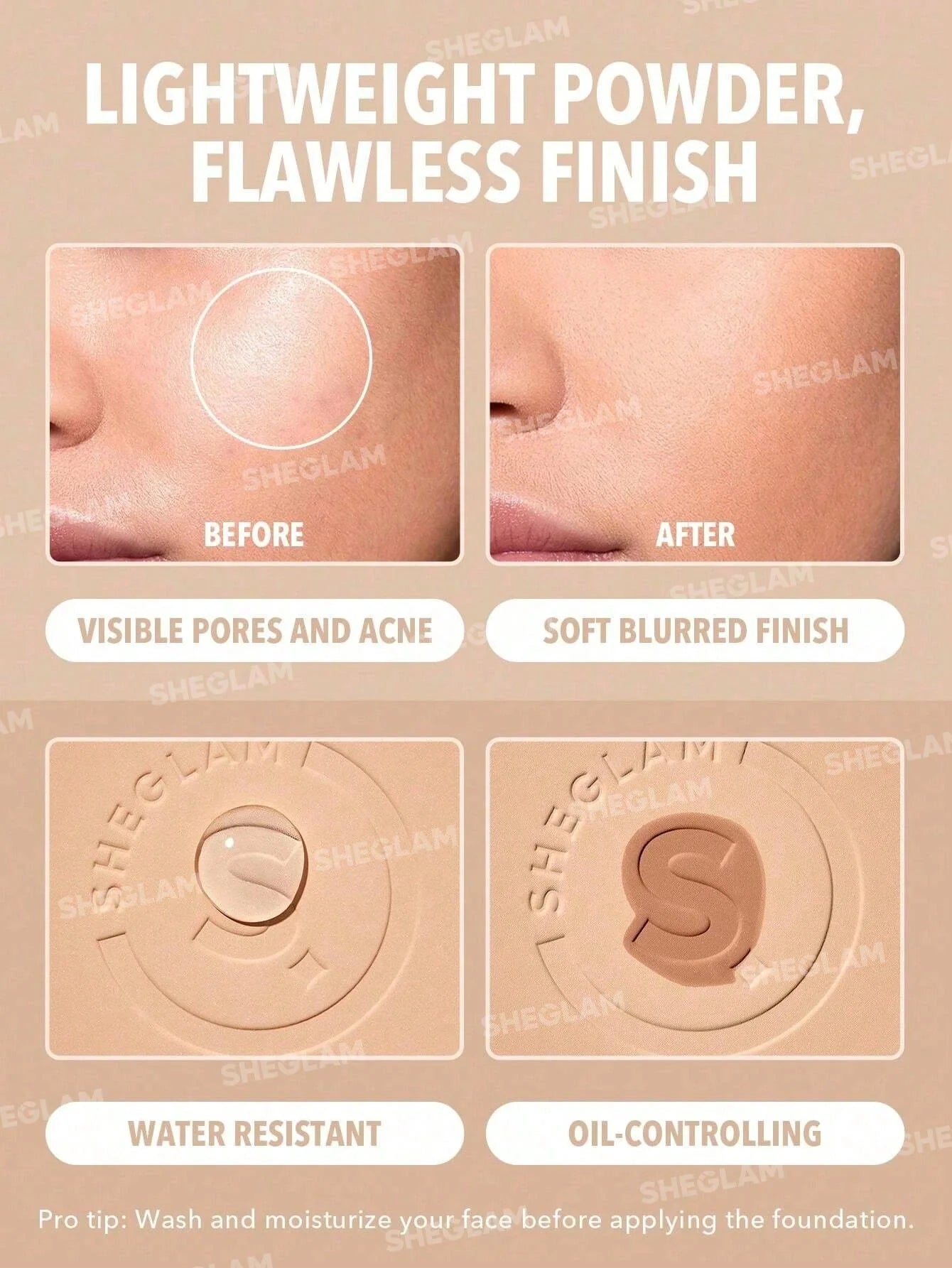 SHEGLAM Skin-Focus High Coverage Powder Foundation-Sand 11g