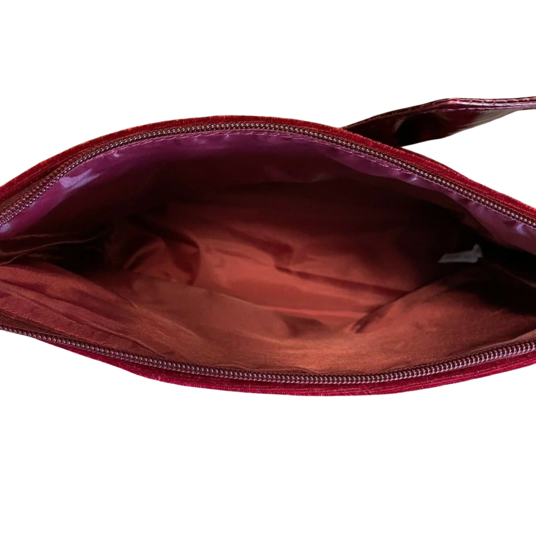 ULTA Velvet Cosmetic Makeup Clutch Bag-Red