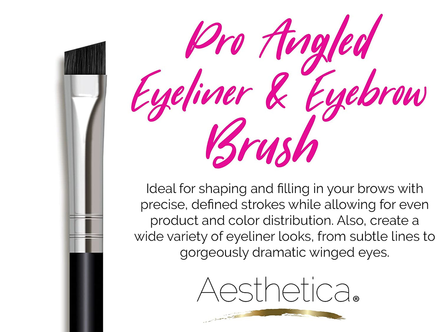 Aesthetica Pro Brush Series 3-Piece Eyeliner, Brow & Spoolie Brush Set