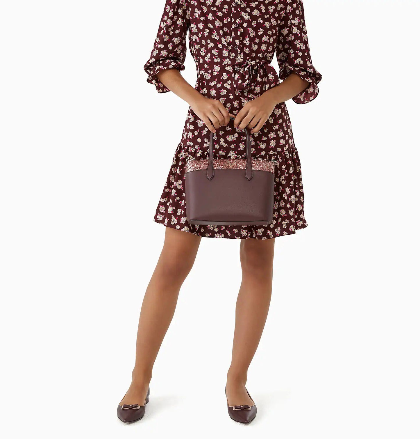 Kate Spade Flash Glitter Satchel Bag- Cherrywood