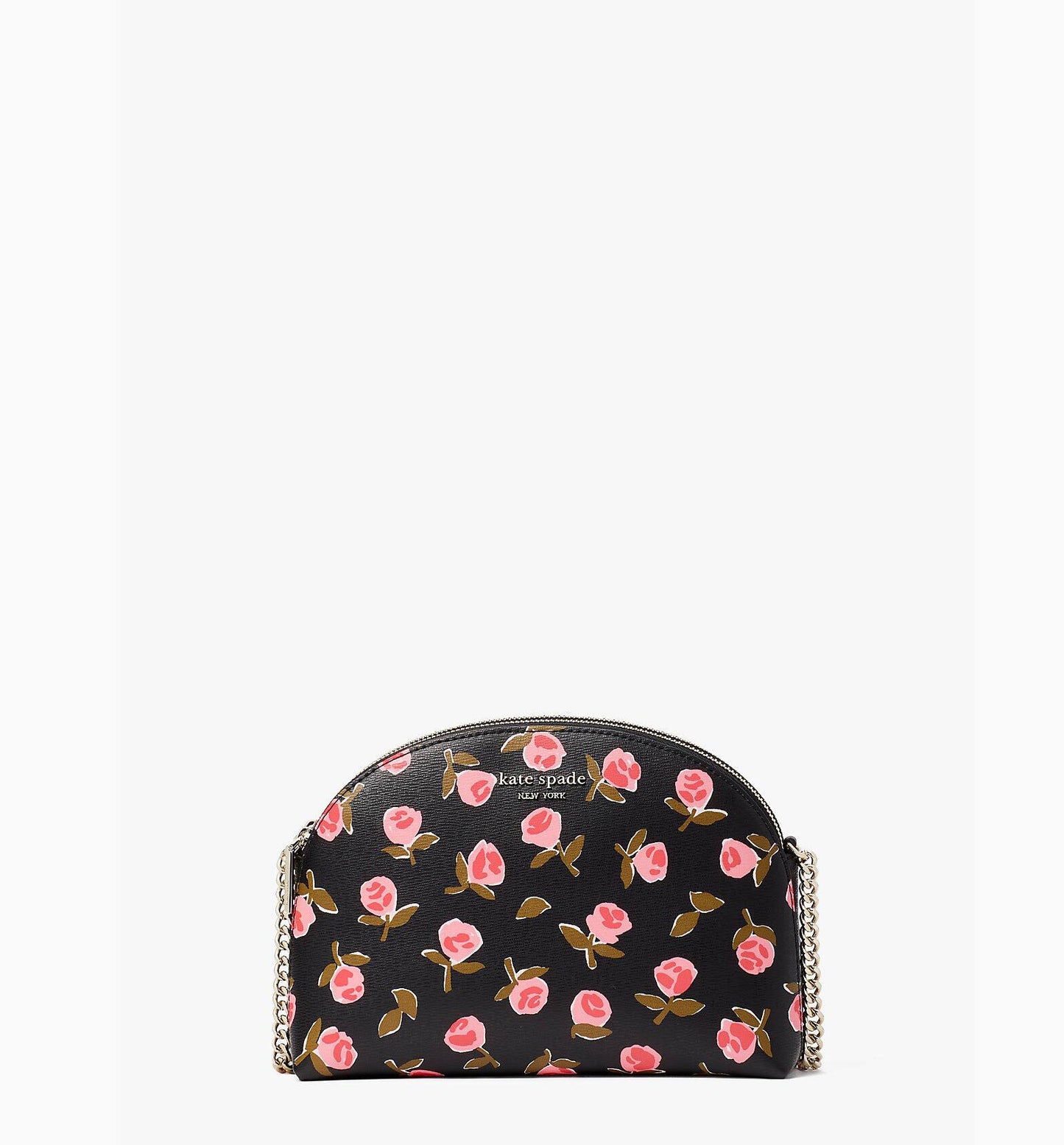 Kate Spade Spencer Ditsy Rose Double-Zip Dome Crossbody Bag- Black Multi