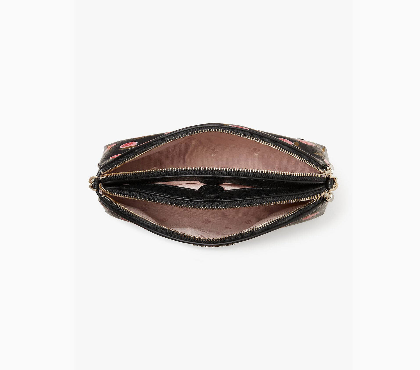 Kate Spade Spencer Ditsy Rose Double-Zip Dome Crossbody Bag- Black Multi