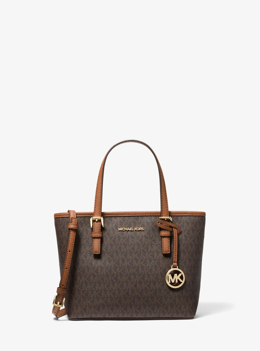 Michael Kors Monogram Jet Set 12MKE0108 Brown Coated Canvas Tote Leather  ref.290159 - Joli Closet