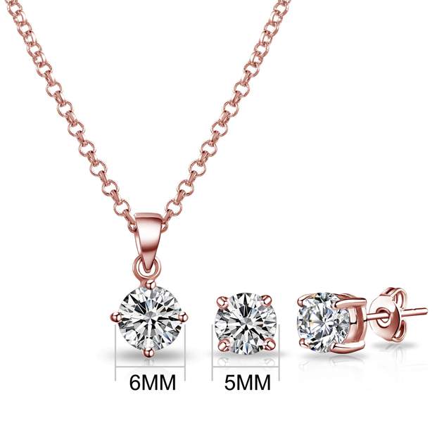Philip Jones Rose Gold Plated Round Solitaire Set
