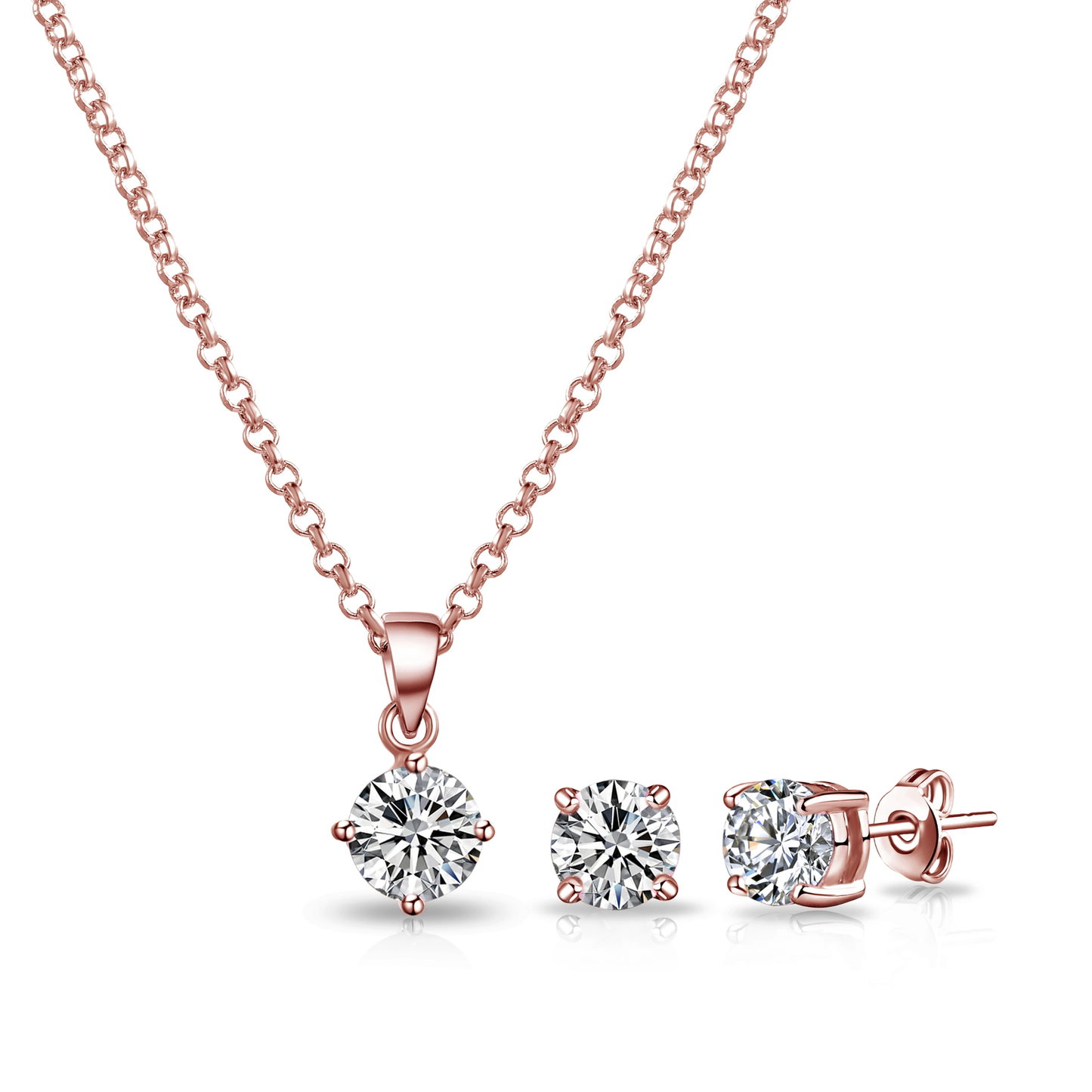 Philip Jones Rose Gold Plated Round Solitaire Set