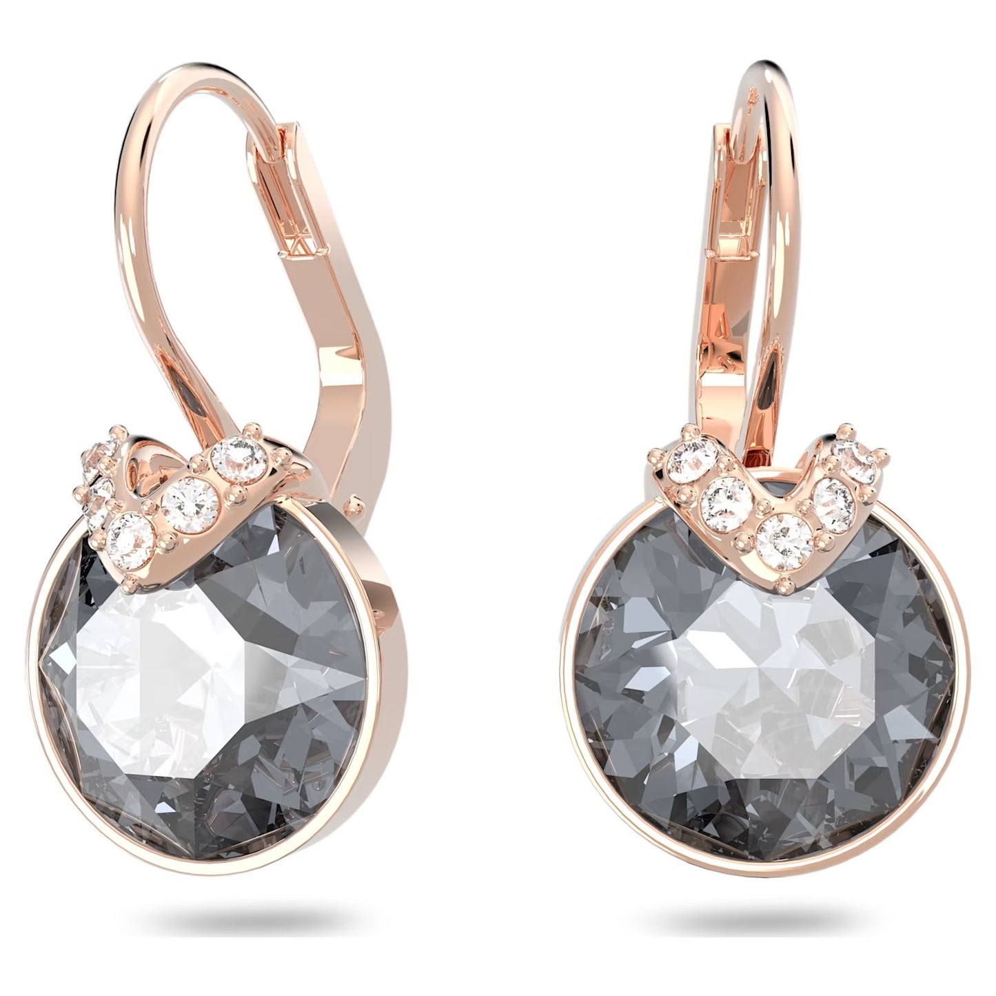 Swarovski Bella V Drop Earrings Round Cut, Gray