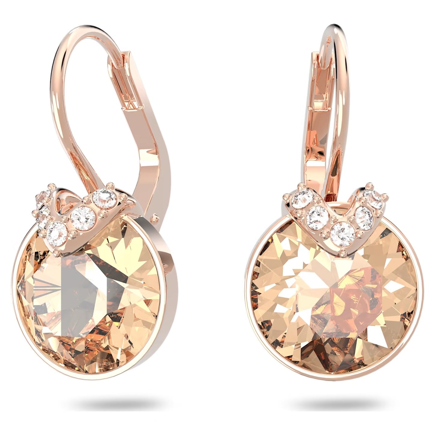 Swarovski Bella V Drop Earrings Round Cut, Pink