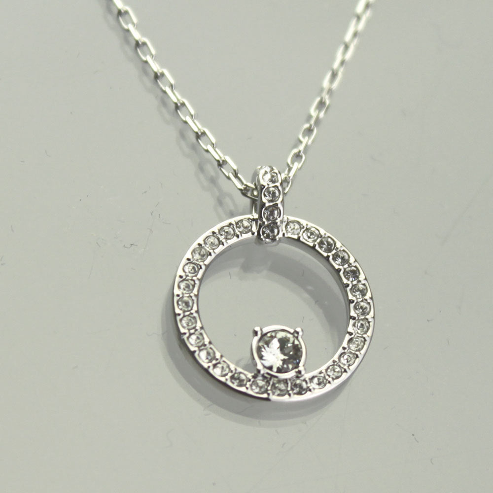 Swarovski Necklace Creativity Circle Pendant, White, Rhodium Plated