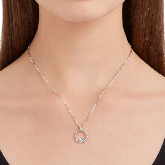 Swarovski Necklace Creativity Circle Pendant, White, Rhodium Plated