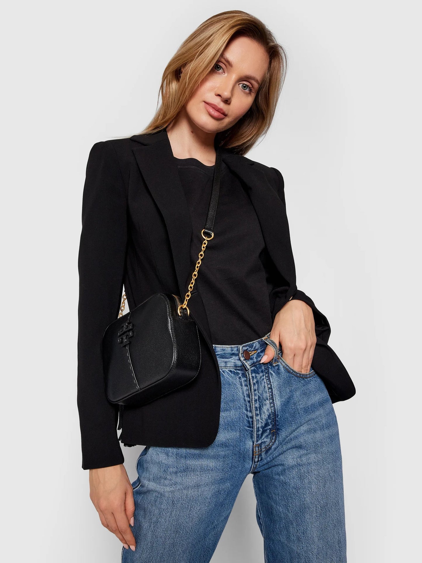 Tory Burch McGraw Leather Camera Bag- Black