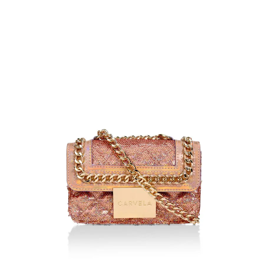 Carvela Micro Bailey Pink Sequin Micro Cross Body Handbag