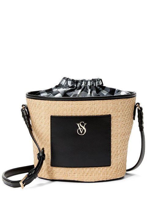 Victoria's Secret Cinch-Top Crossbody Bag- Natural Raffia