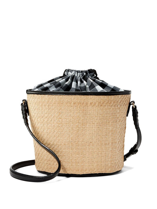 Victoria's Secret Cinch-Top Crossbody Bag- Natural Raffia