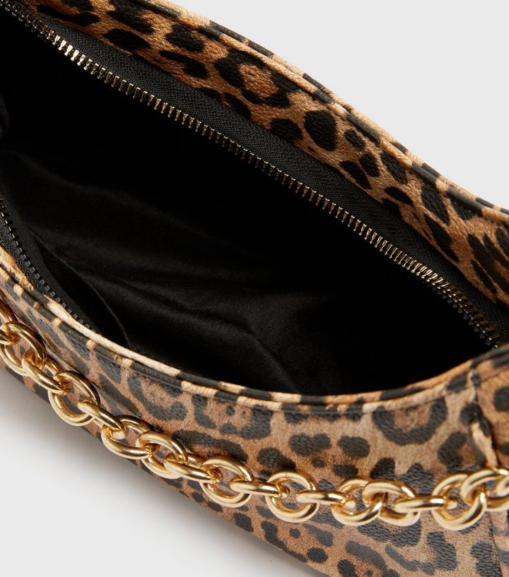 New Look Brown Leopard Print Chain Shoulder Bag