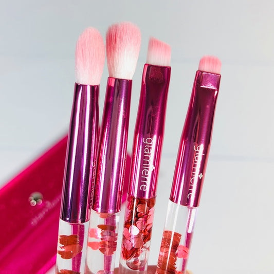 GLAMIERRE Pink Luxe Glitter Eye Brush Collection 4 Pcs