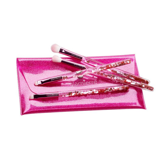 GLAMIERRE Pink Luxe Glitter Eye Brush Collection 4 Pcs