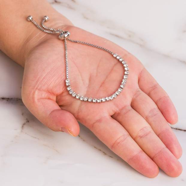 Philip Jones Silver Plated Solitaire Friendship Bracelet
