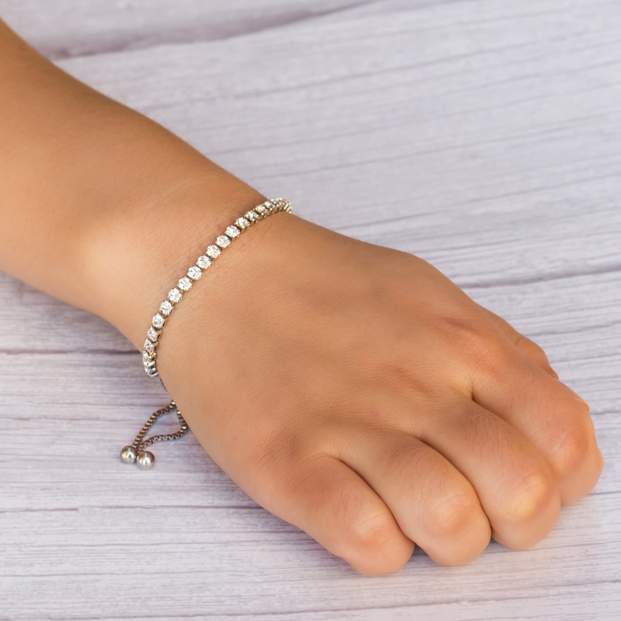 Philip Jones Silver Plated Solitaire Friendship Bracelet