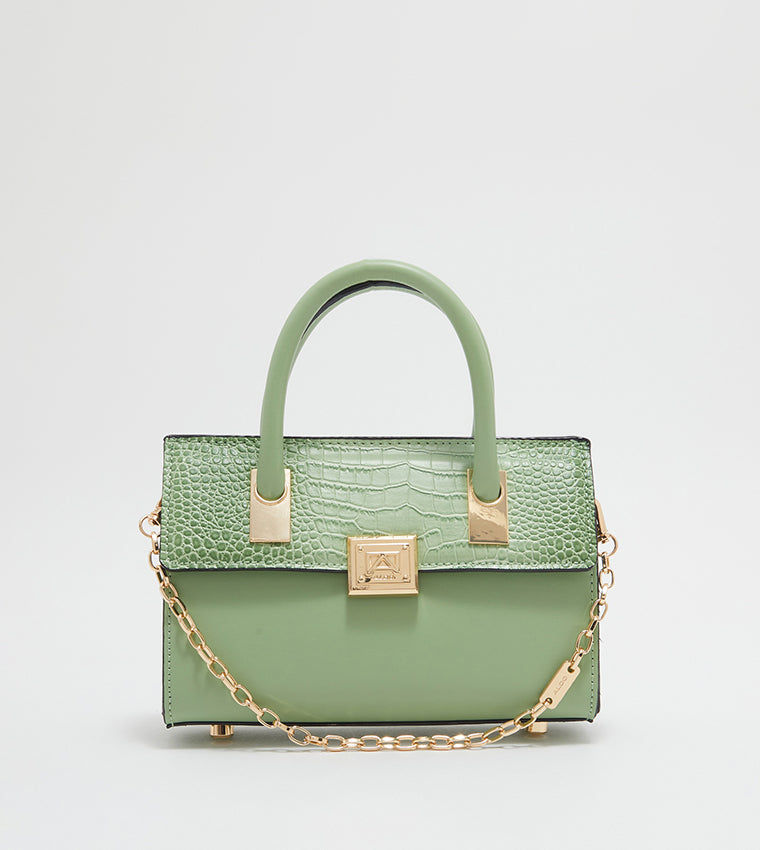 Aldo Amalya Textured Top Handle Bag- Green