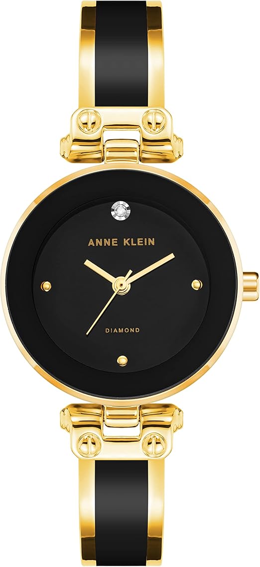 Anne Klein Women's Genuine Diamond Dial Bangle Watch (AK/1980BKGB)