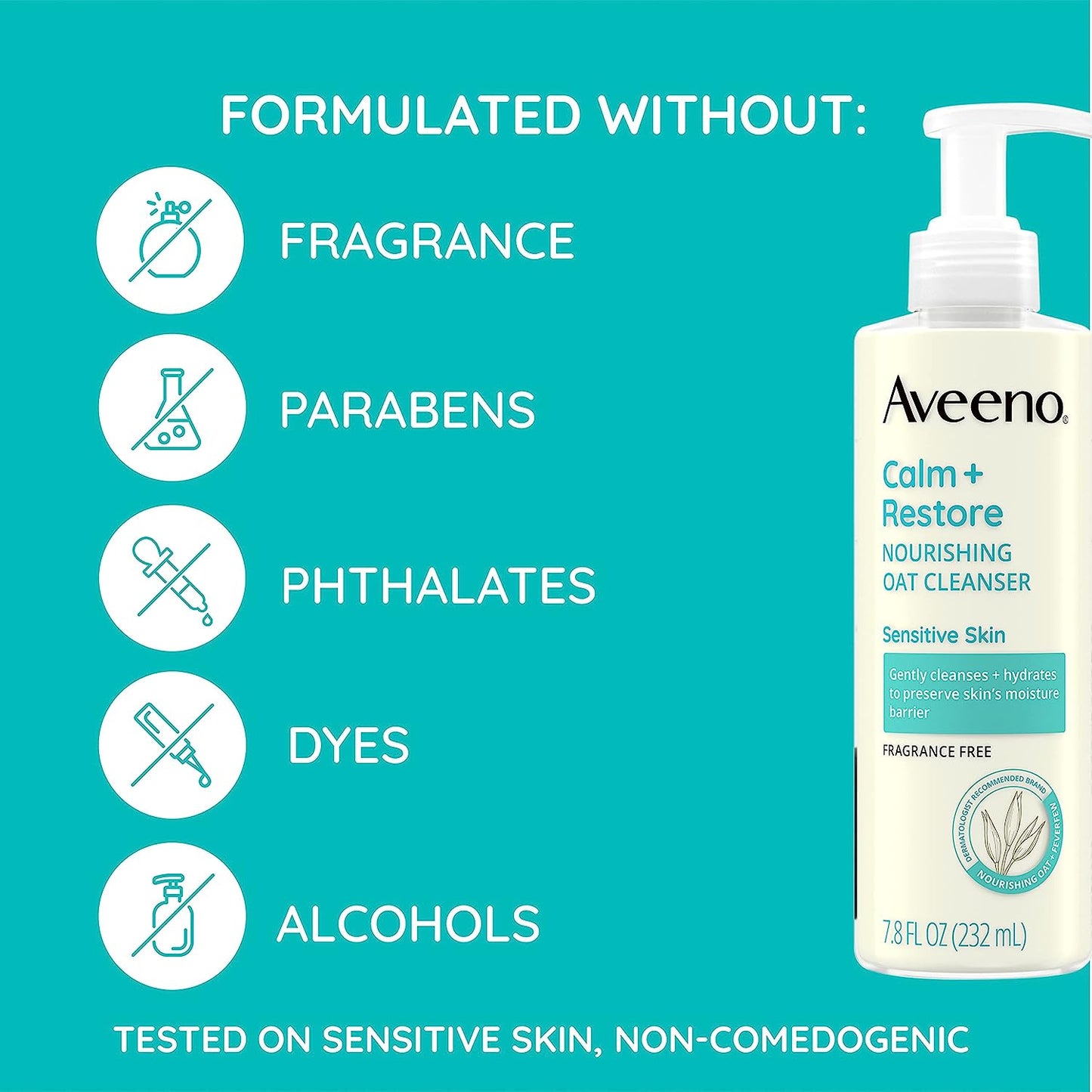 Aveeno Calm+ Restore Nourishing Oat Cleanser For Sensitive Skin 232ML